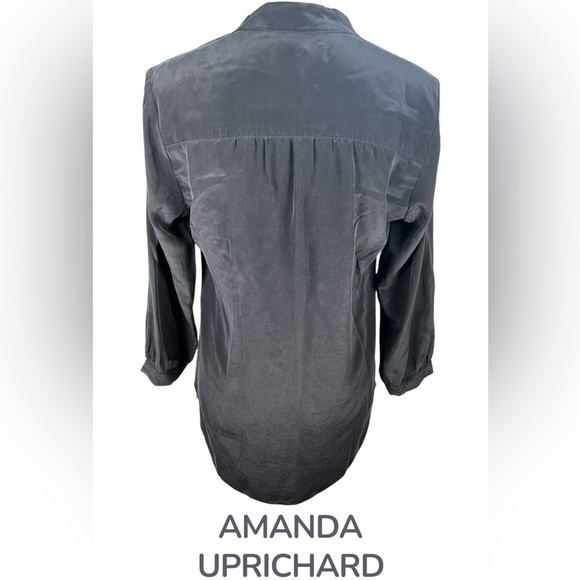 Amanda Uprichard | Navy 100% Silk Blouse - Picture 2 of 11